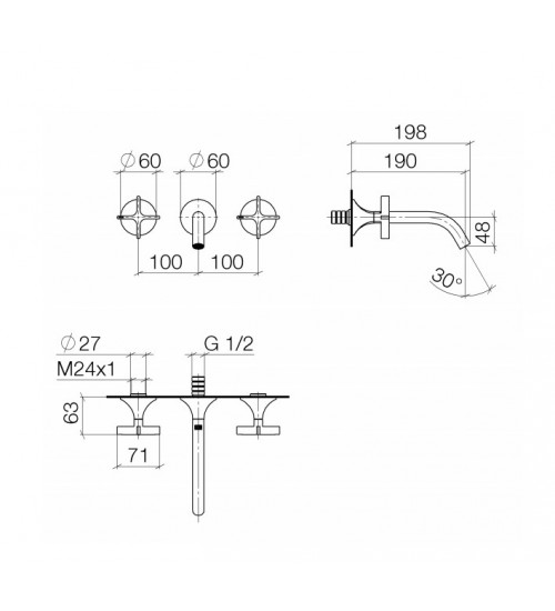 Dornbancht当代产品系列Vaia入墙式双把手面盆龙头36712809